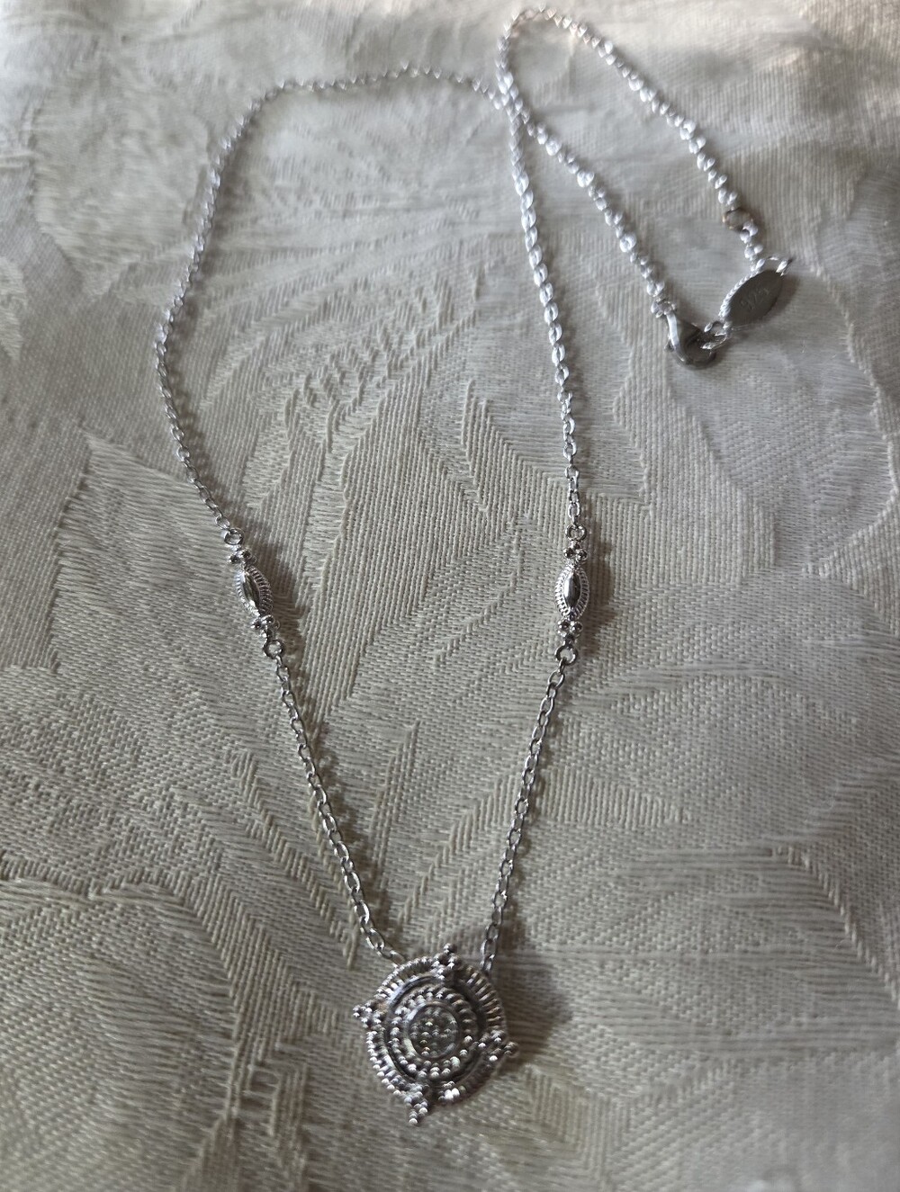Gabriel & Co Diamond Filigree Necklace in Sterling Silver